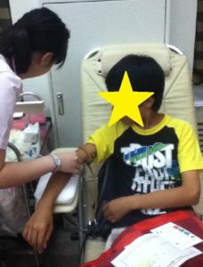 献血模擬体験